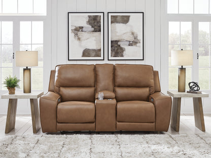 Cape Furniture Outlet - Ashley Furniture - DeepWakes Living Room - PWR REC Loveseat/CON/ADJ HDRST / Caramel - PCU6260618