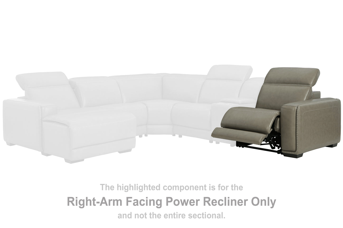 Cape Furniture Outlet - Ashley Furniture - Correze Sectional - RAF Zero Wall Power Recliner / Gray - U9420262