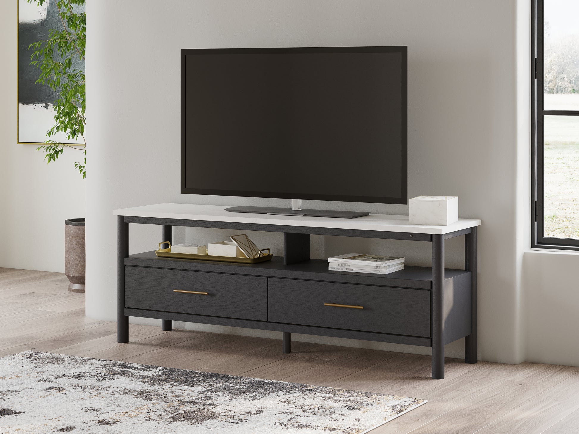 Cape Furniture Outlet - Ashley Furniture - Cadmori TV Stand - 72" / Black/White - W2616-68