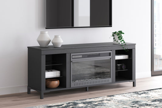 Cape Furniture Outlet - Ashley Furniture - Cayberry TV Stand - 60" with Electric Fireplace / Black - W2721-168