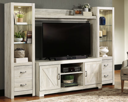 Cape Furniture Outlet - Ashley Furniture - Bellaby Entertainment Center - 4-Piece Entertainment Center / Whitewash - W331W2