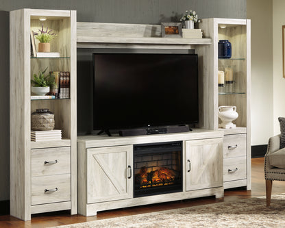 Cape Furniture Outlet - Ashley Furniture - Bellaby 4-Piece Entertainment Center with Electric Fireplace - 4-Piece Entertainment Center with Electric Fireplace / Whitewash - W331W8