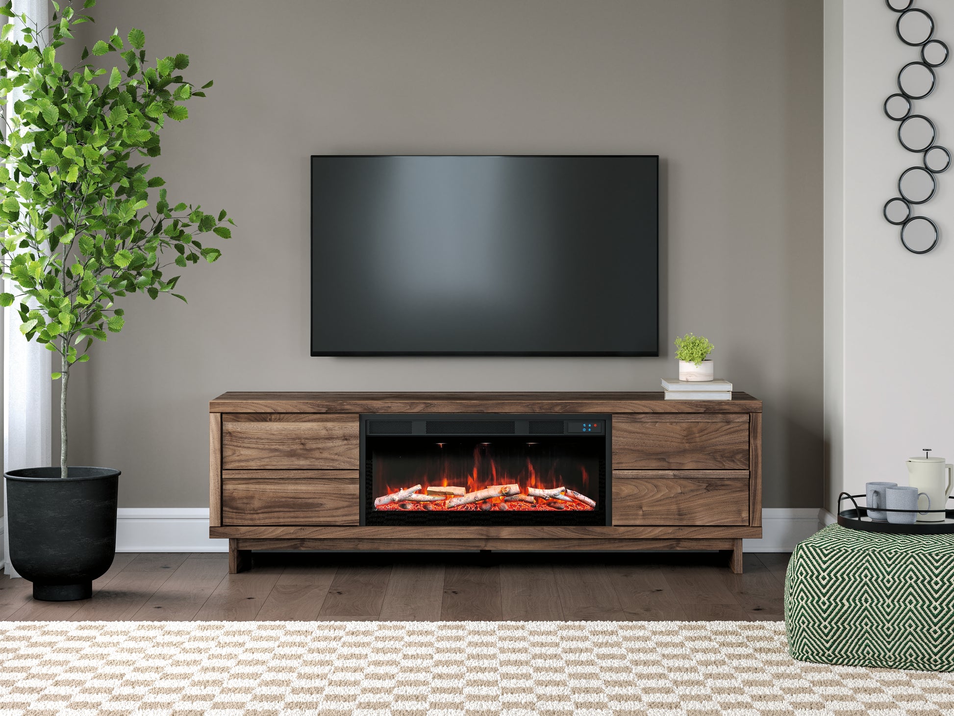 Cape Furniture Outlet - Ashley Furniture - Zadilyn 72" TV Stand with Electric Fireplace - 72" TV Stand with Electric Fireplace / Brown - W3367W1