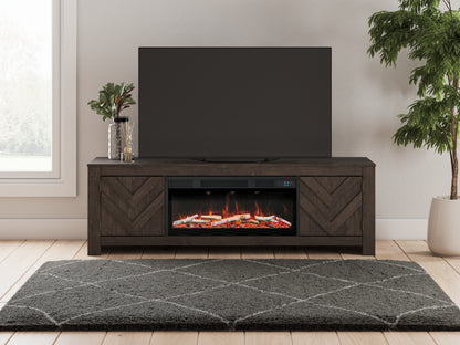 Cape Furniture Outlet - Ashley Furniture - Cayboni 71" TV Stand with Electric Fireplace - 71" TV Stand with Electric Fireplace / Black - W3789W1