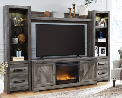 Cape Furniture Outlet - Ashley Furniture - Wynnlow 4-Piece Entertainment Center with Electric Fireplace - 4-Piece Entertainment Center with Electric Fireplace / Gray - W440W5
