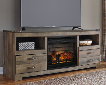 Cape Furniture Outlet - Ashley Furniture - Trinell 63" TV Stand with Electric Fireplace - 63" TV Stand with Electric Fireplace / Brown - W446W9