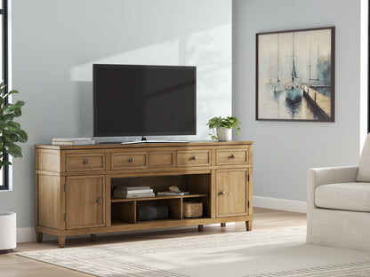 Cape Furniture Outlet - Ashley Furniture - Sharlance 81" TV Stand - 81" / Light Brown - W655-68