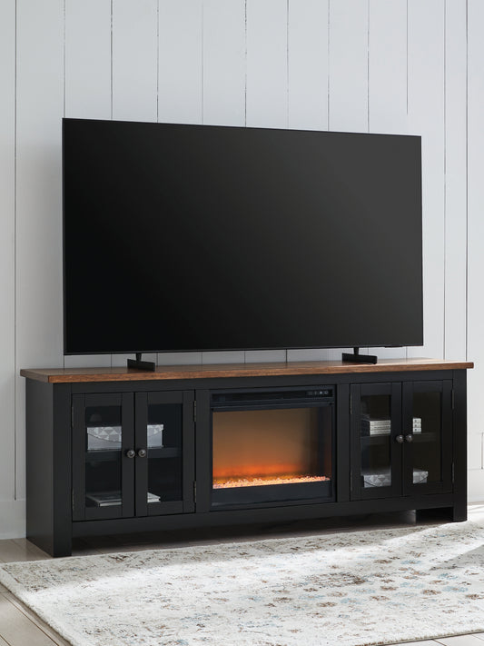 Cape Furniture Outlet - Ashley Furniture - Wildenauer 76" TV Stand with Electric Fireplace - 76" TV Stand with Electric Fireplace / Brown/Black - W664W2