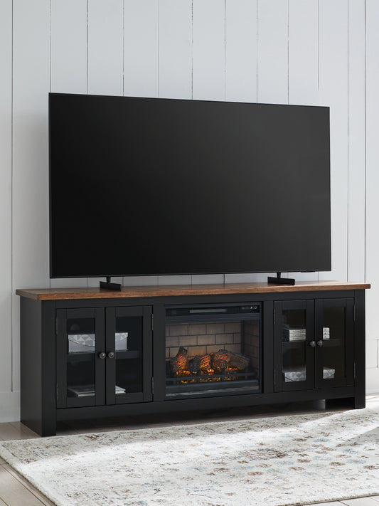 Cape Furniture Outlet - Ashley Furniture - Wildenauer 76" TV Stand with Electric Fireplace - 76" TV Stand with Electric Fireplace / Brown/Black - W664W1