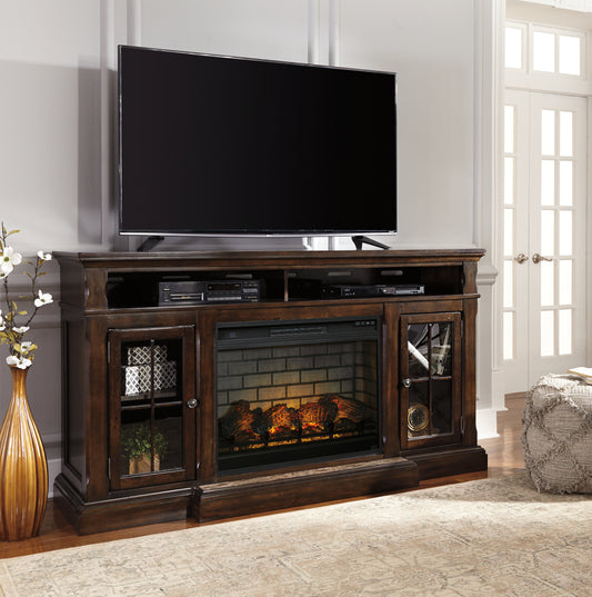 Cape Furniture Outlet - Ashley Furniture - Roddinton 72" TV Stand with Electric Fireplace - 72" TV Stand with Electric Fireplace / Dark Brown - W701W8