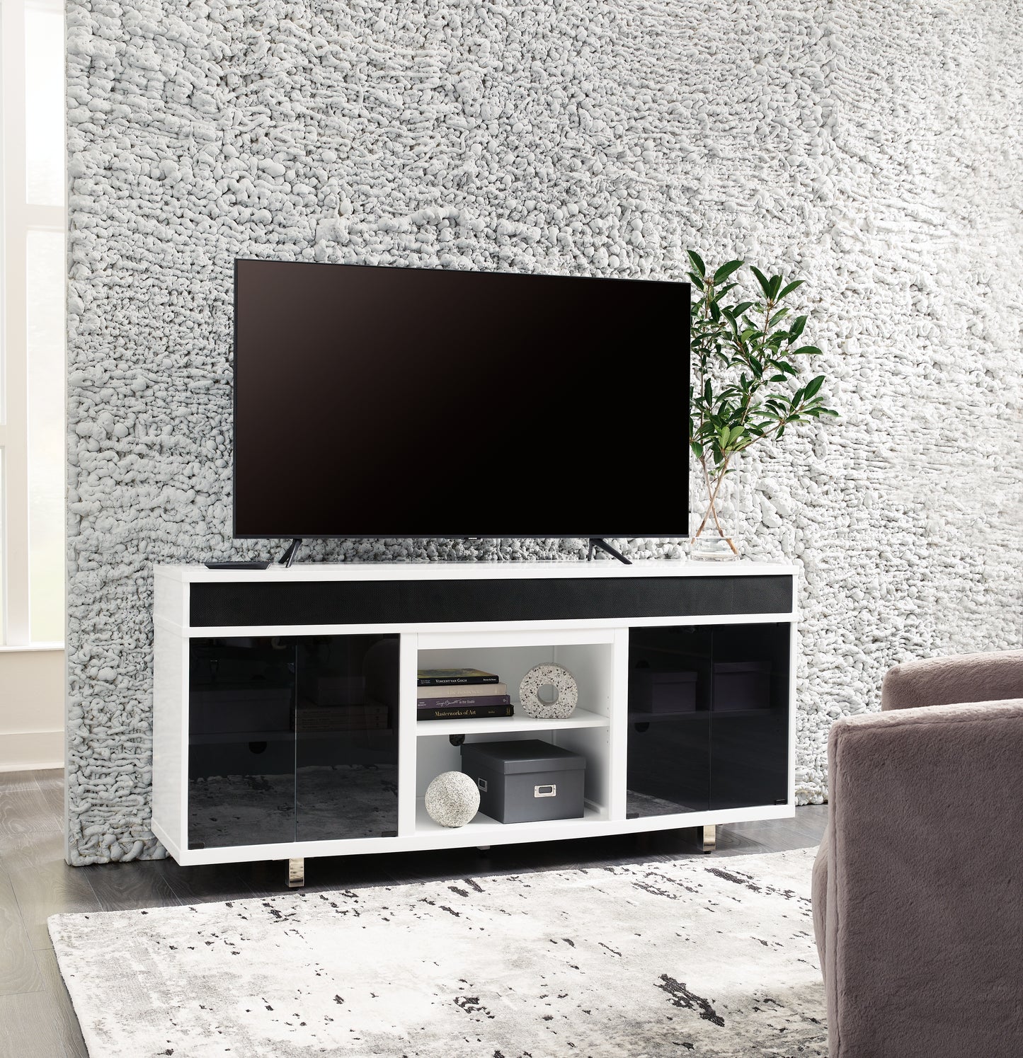 Cape Furniture Outlet - Ashley Furniture - Gardoni 72" TV Stand - 72" / White/Black - W756-68