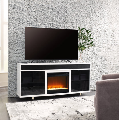 Cape Furniture Outlet - Ashley Furniture - Gardoni 72" TV Stand with Electric Fireplace - 72" TV Stand with Electric Fireplace / White/Black - W756W1