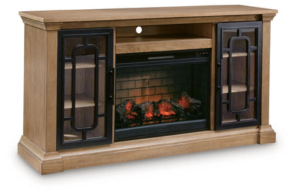 Cape Furniture Outlet - Ashley Furniture - Wittenmyer 72" TV Stand with Electric Fireplace - 72" TV Stand with Electric Fireplace / Natural/Black - W794W1