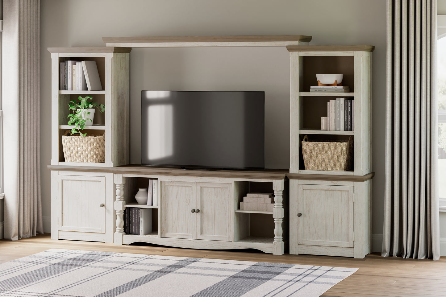 Cape Furniture Outlet - Ashley Furniture - Havalance Entertainment Center - 4-Piece Entertainment Center / Two-tone - W814W1